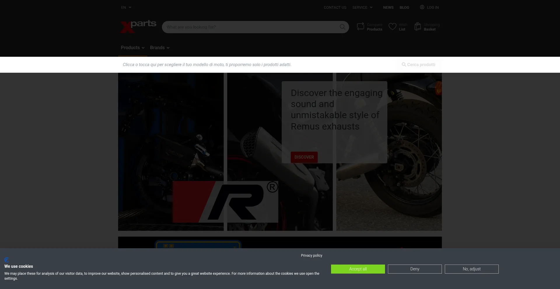 Website screenshot of Xparts.net
