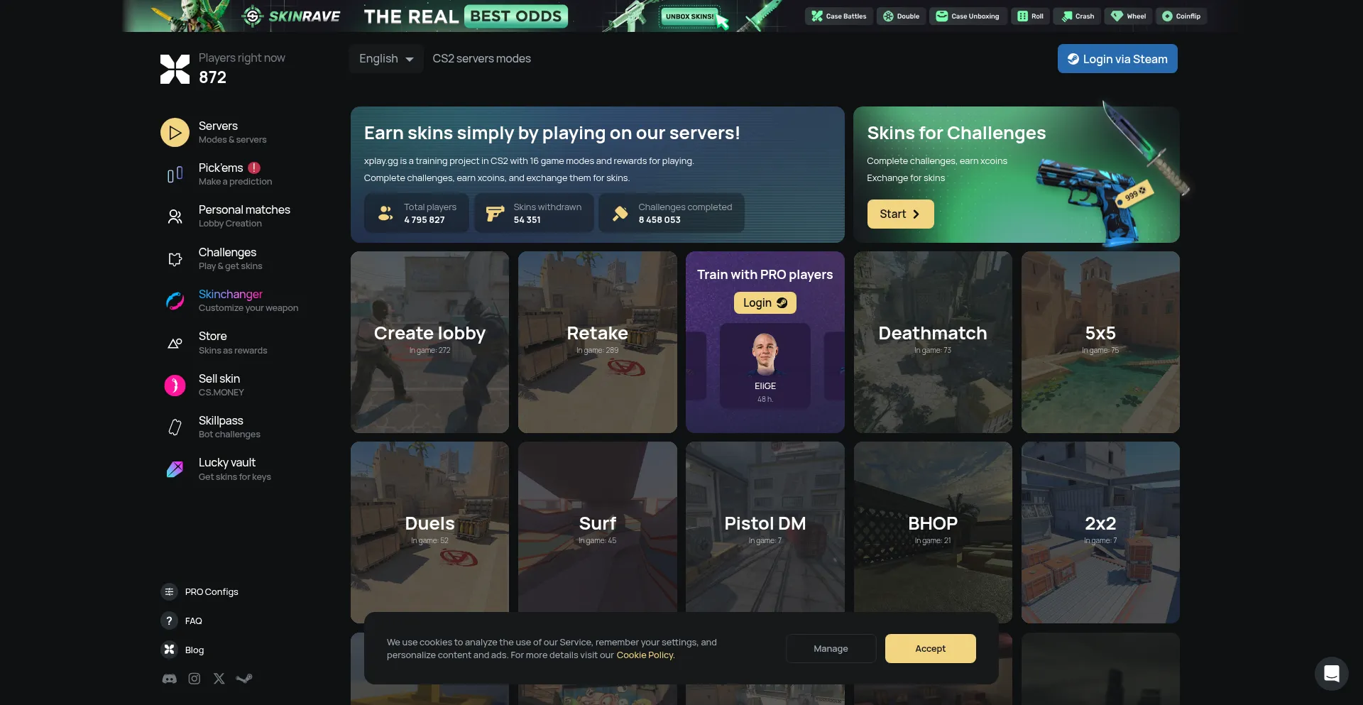 Website screenshot of Xplay.gg