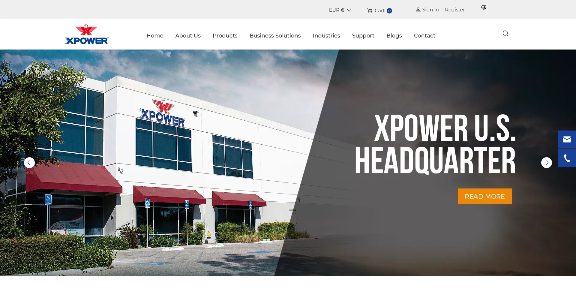 Website screenshot of Xpowermfr.com
