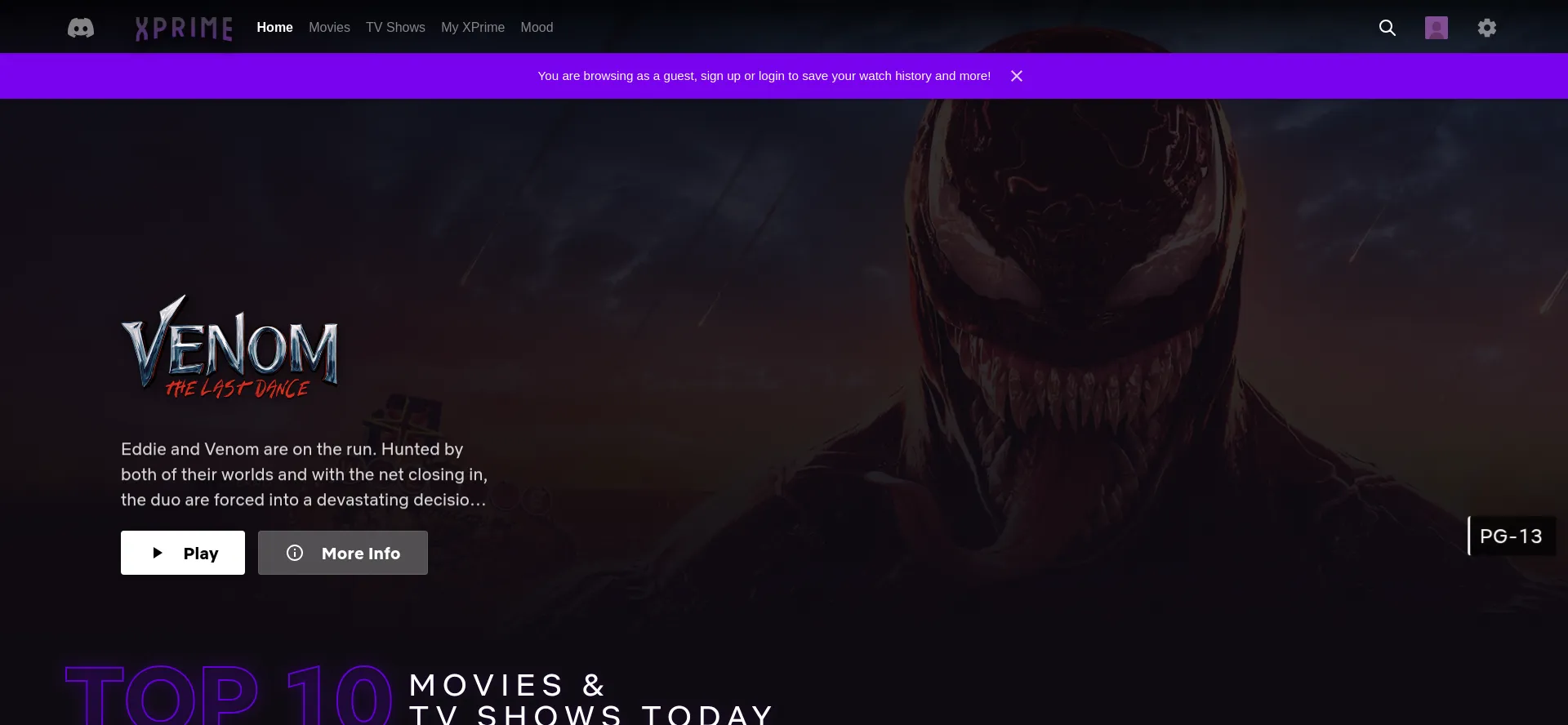 Website screenshot of Xprime.tv