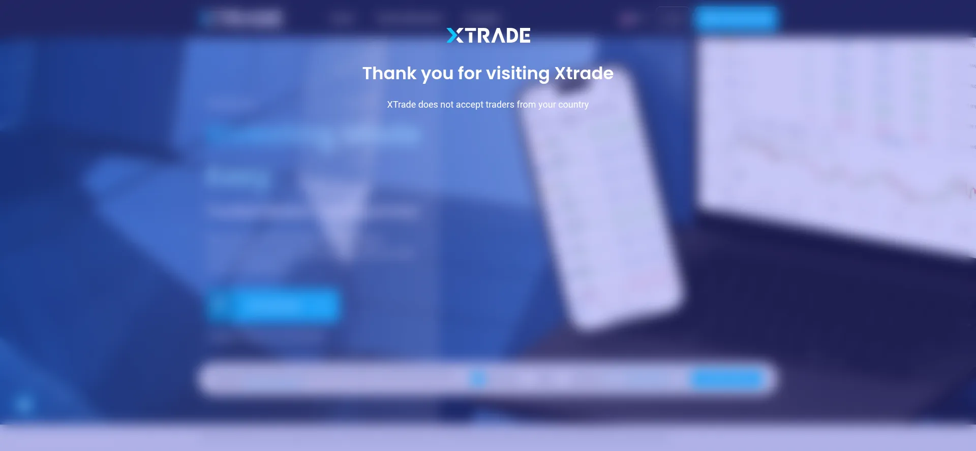 Website screenshot of Xtrade.com