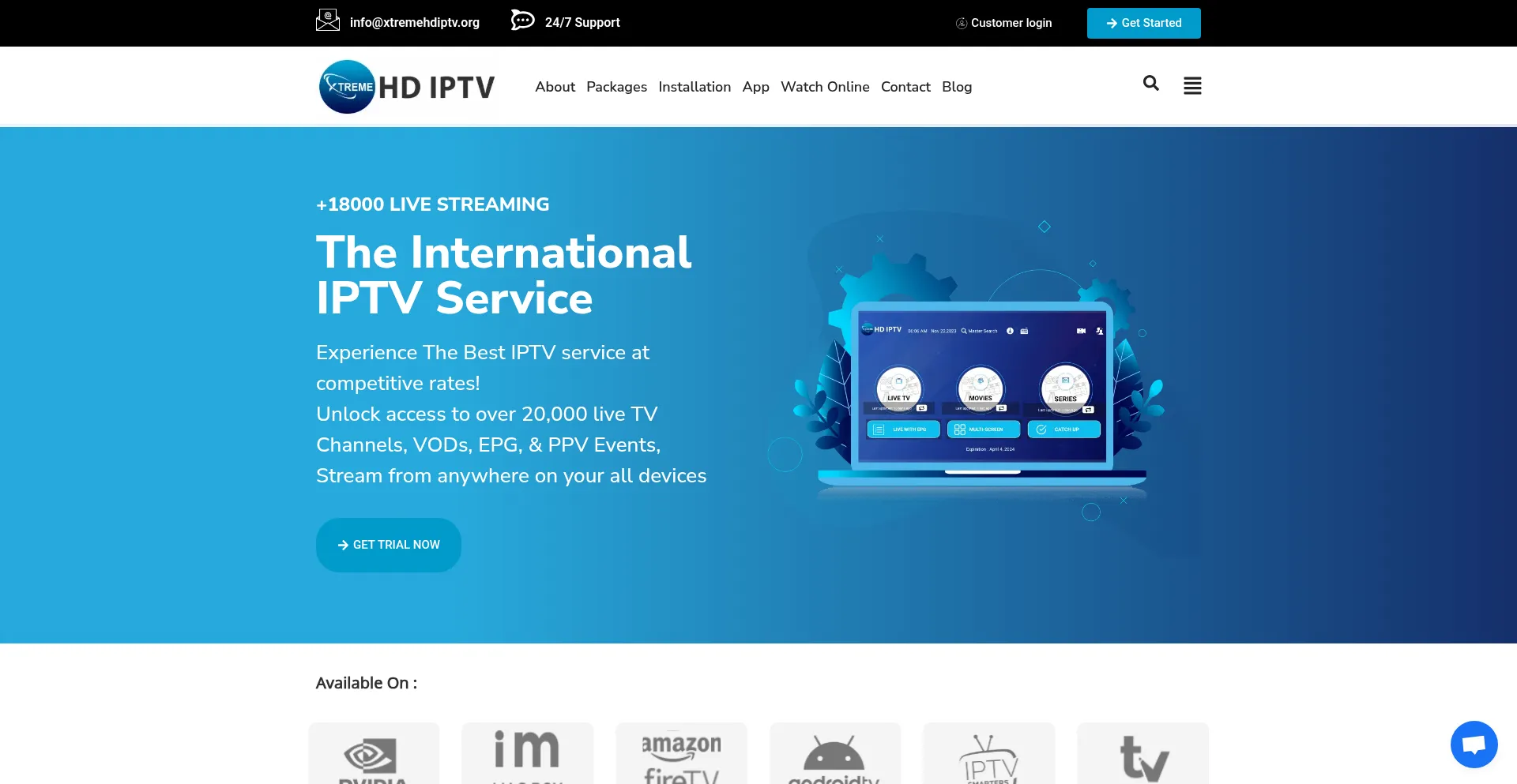 Website screenshot of Xtremehdsiptv.org
