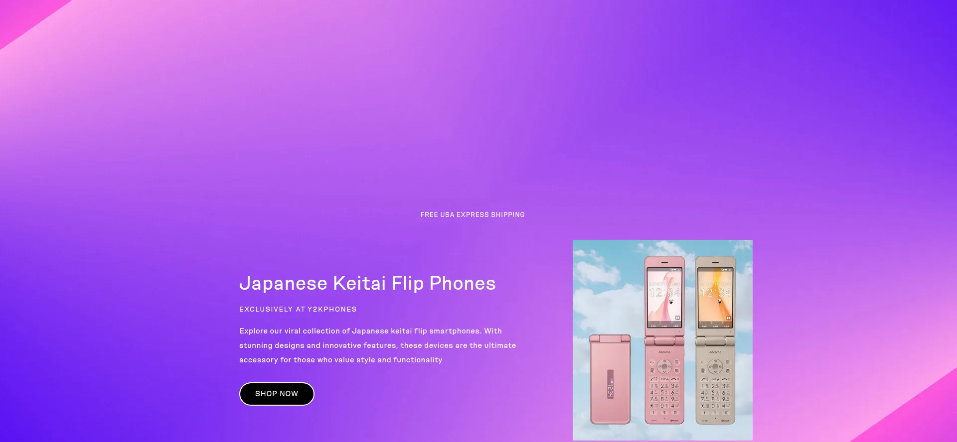Website screenshot of Y2kphones.com