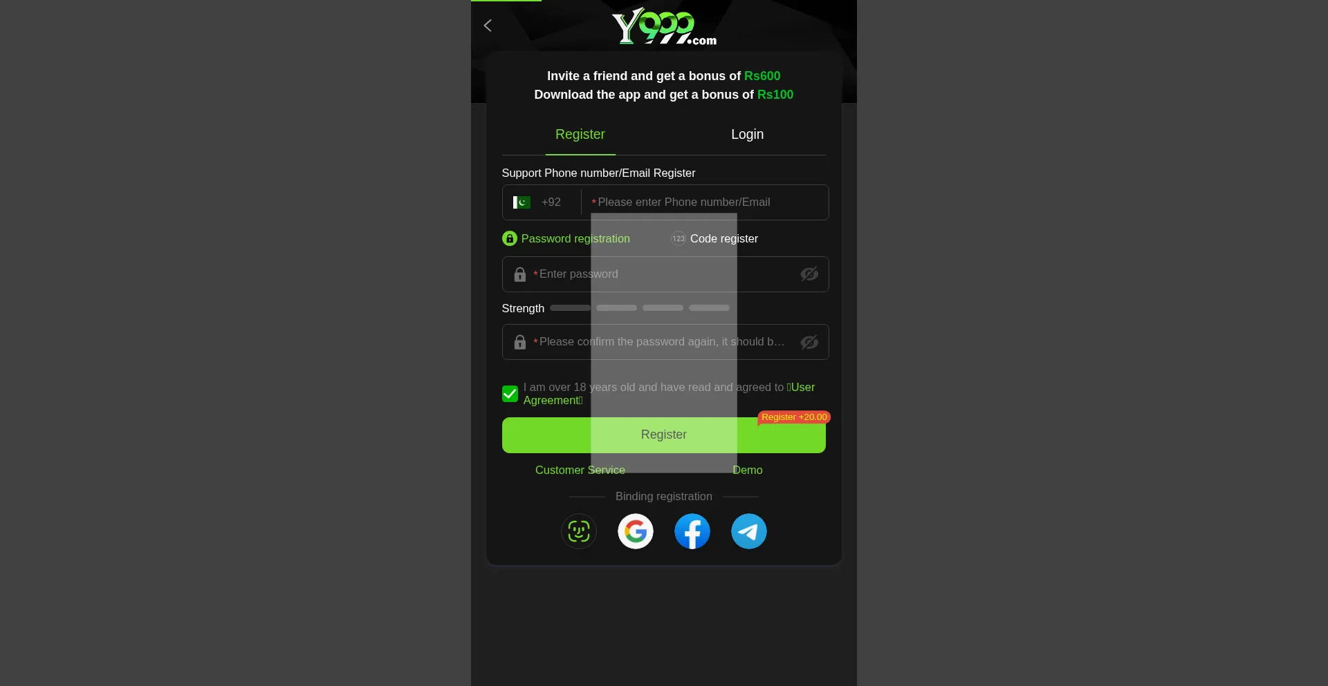 Website screenshot of Y999.cc