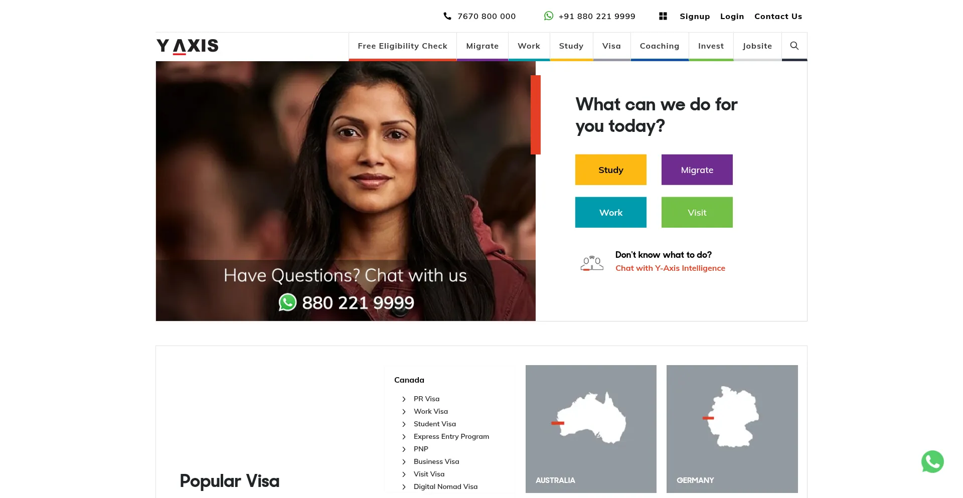 Website screenshot of Y-axis.com