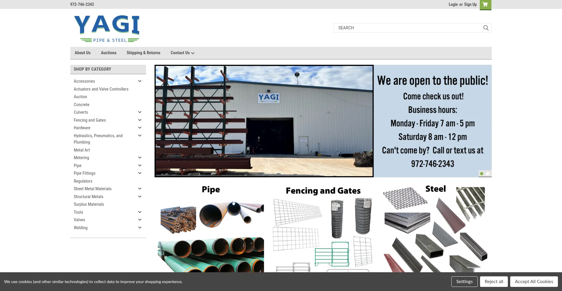 Website screenshot of Yagipipeandsteel.com