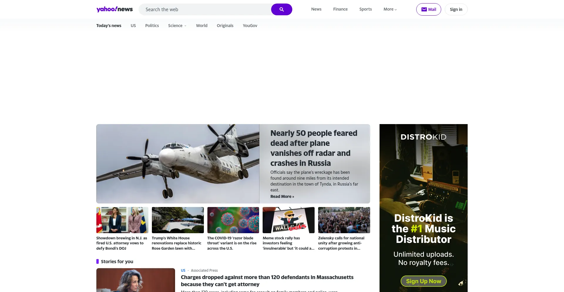 Website screenshot of Yahoonews.com.co