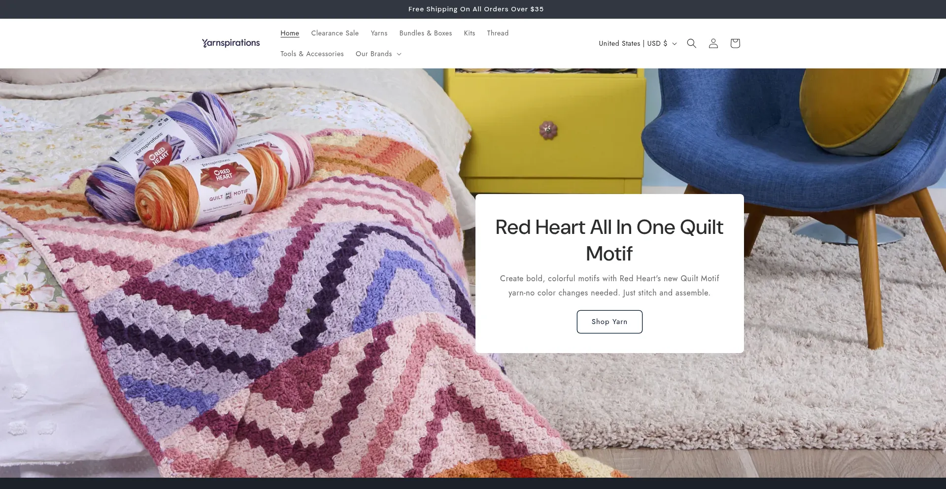 Website screenshot of Yarnspirationssale.shop