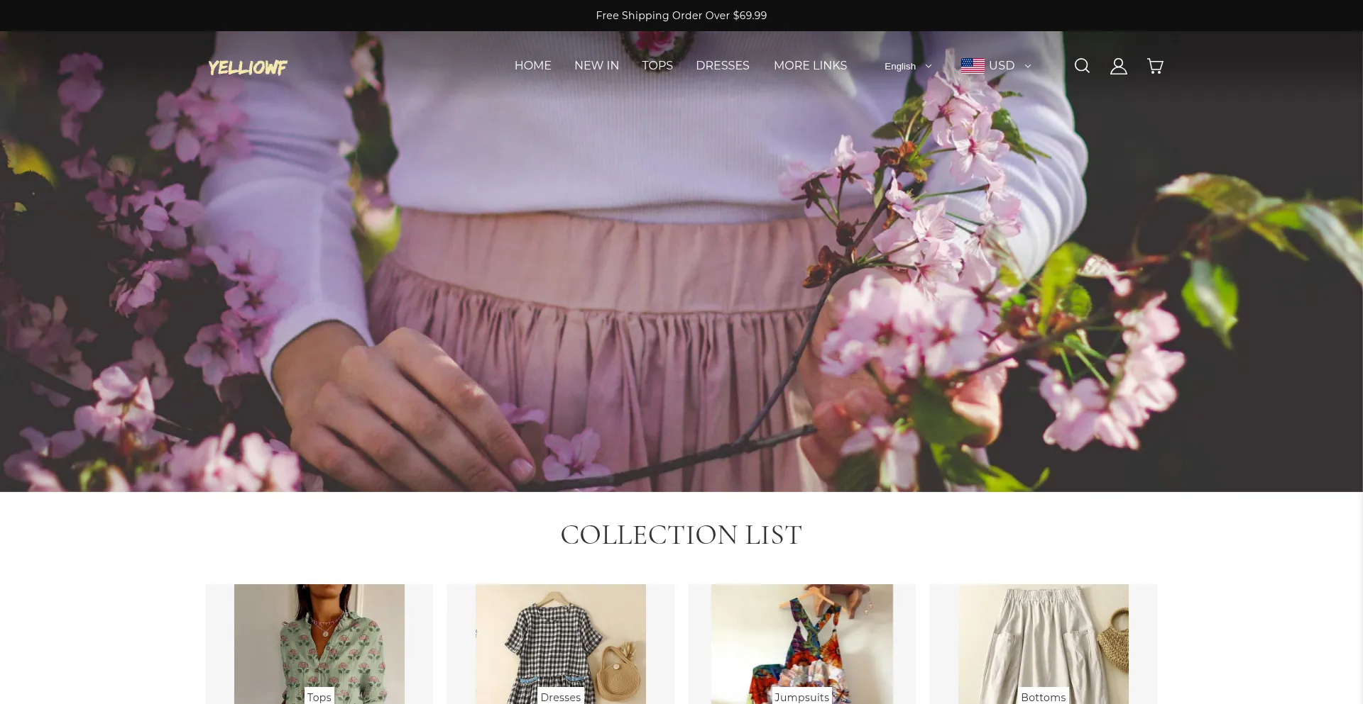 Website screenshot of Yellowf.com