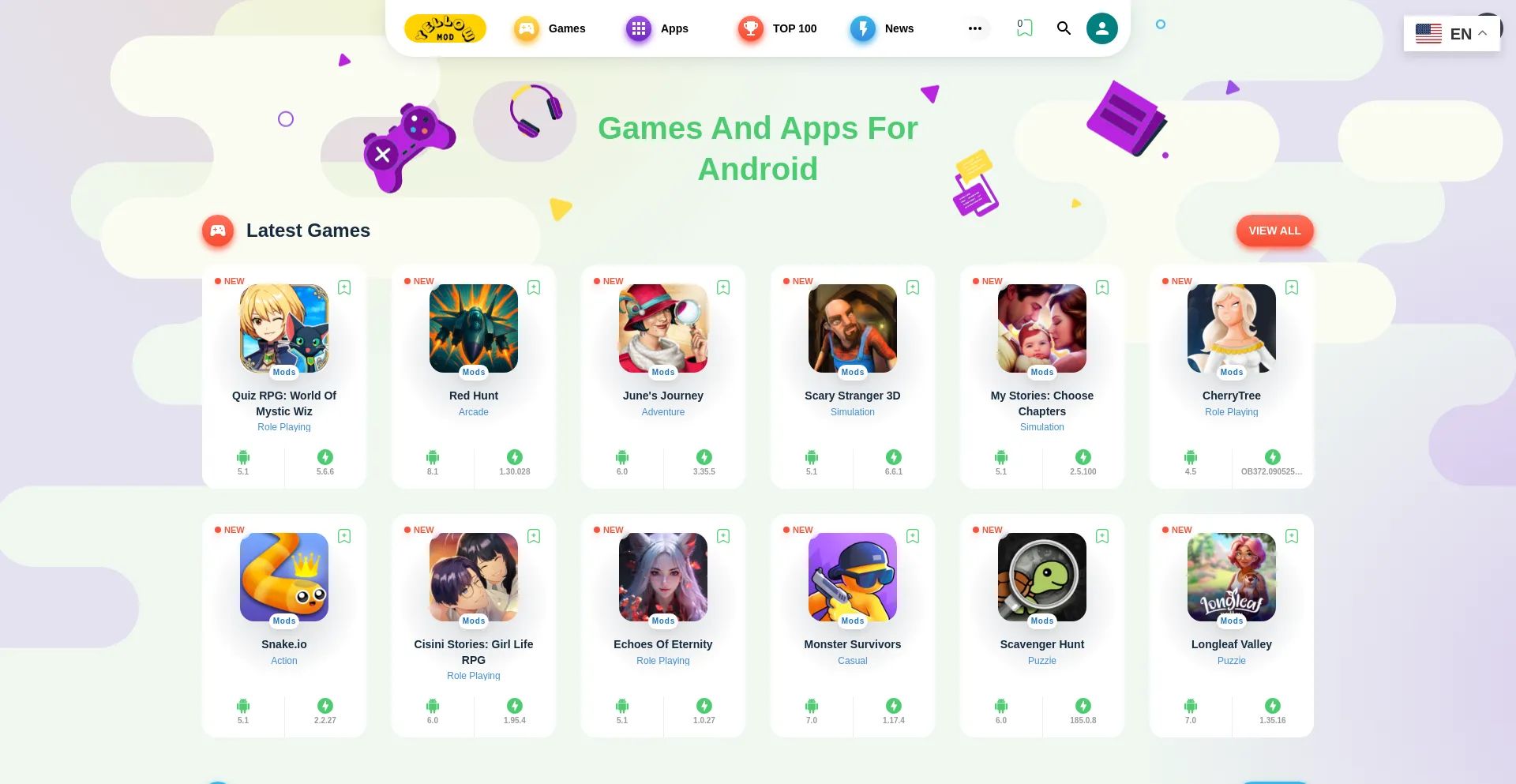 Website screenshot of Yellowmod.com