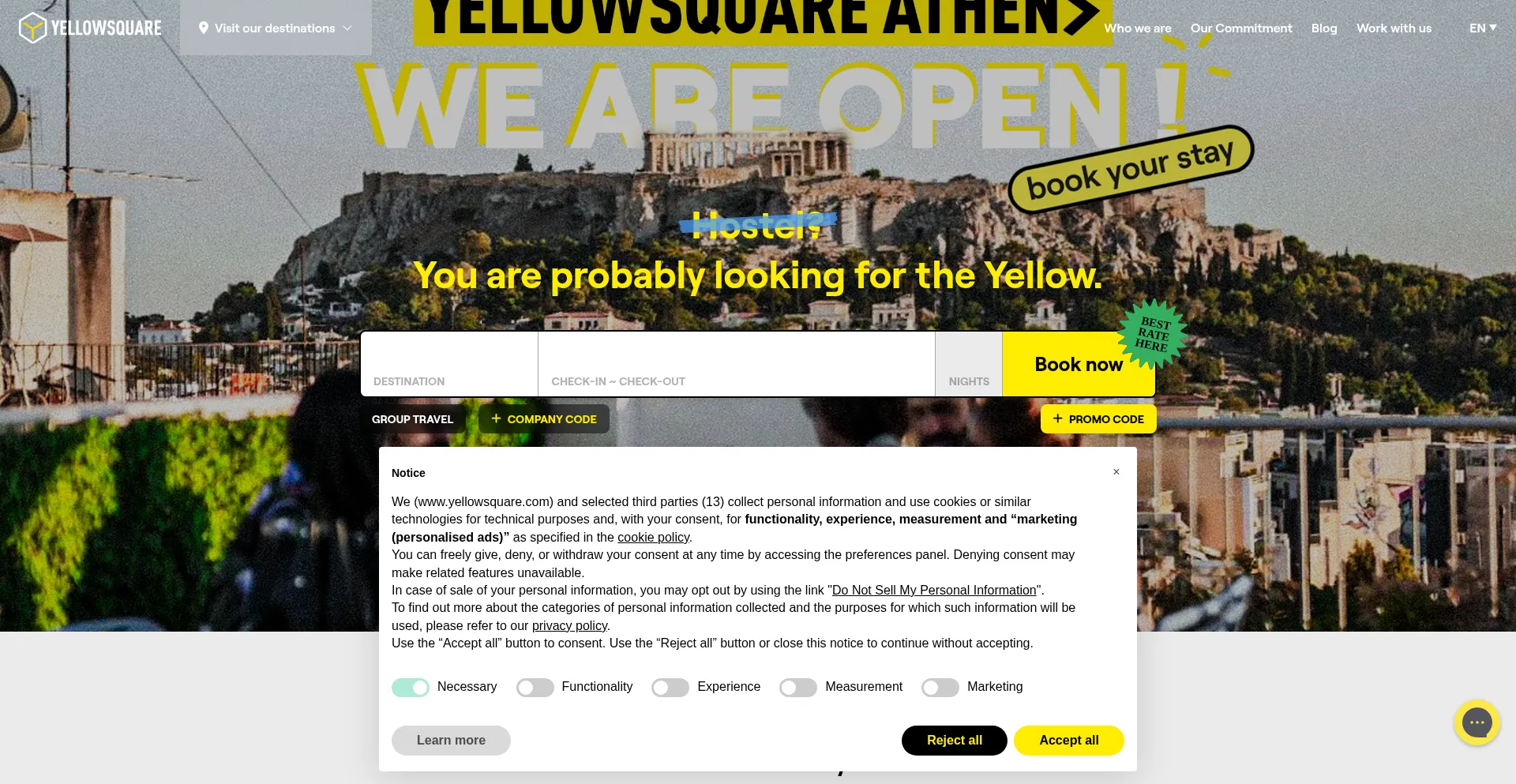 Website screenshot of Yellowsquare.com