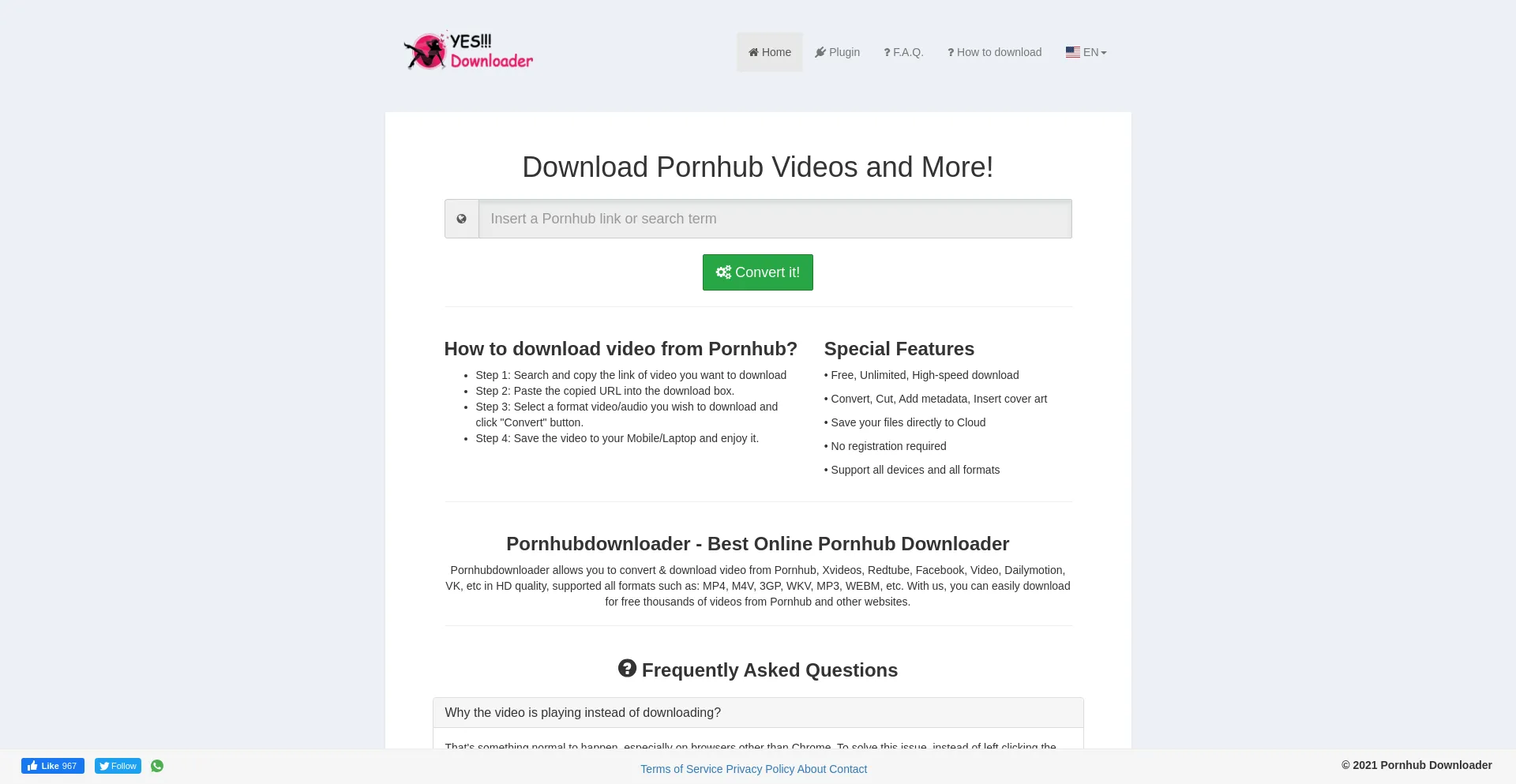 Website screenshot of Yesdownloader.com