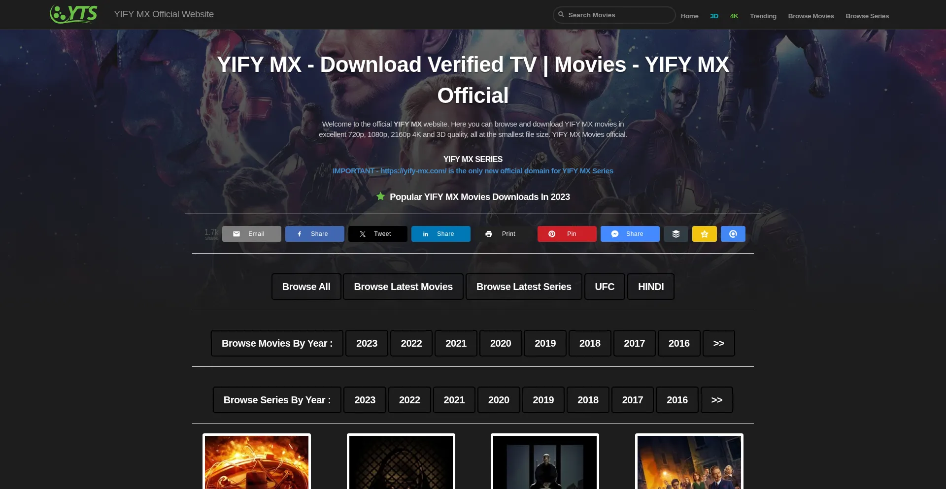 Website screenshot of Yify-mx.com