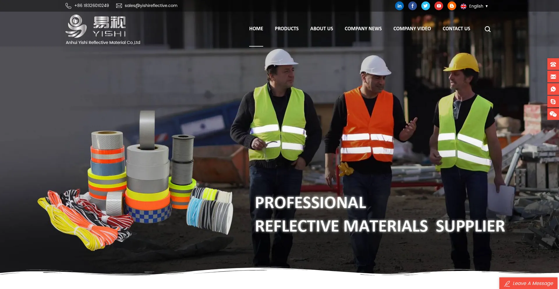 Website screenshot of Yishireflective.com