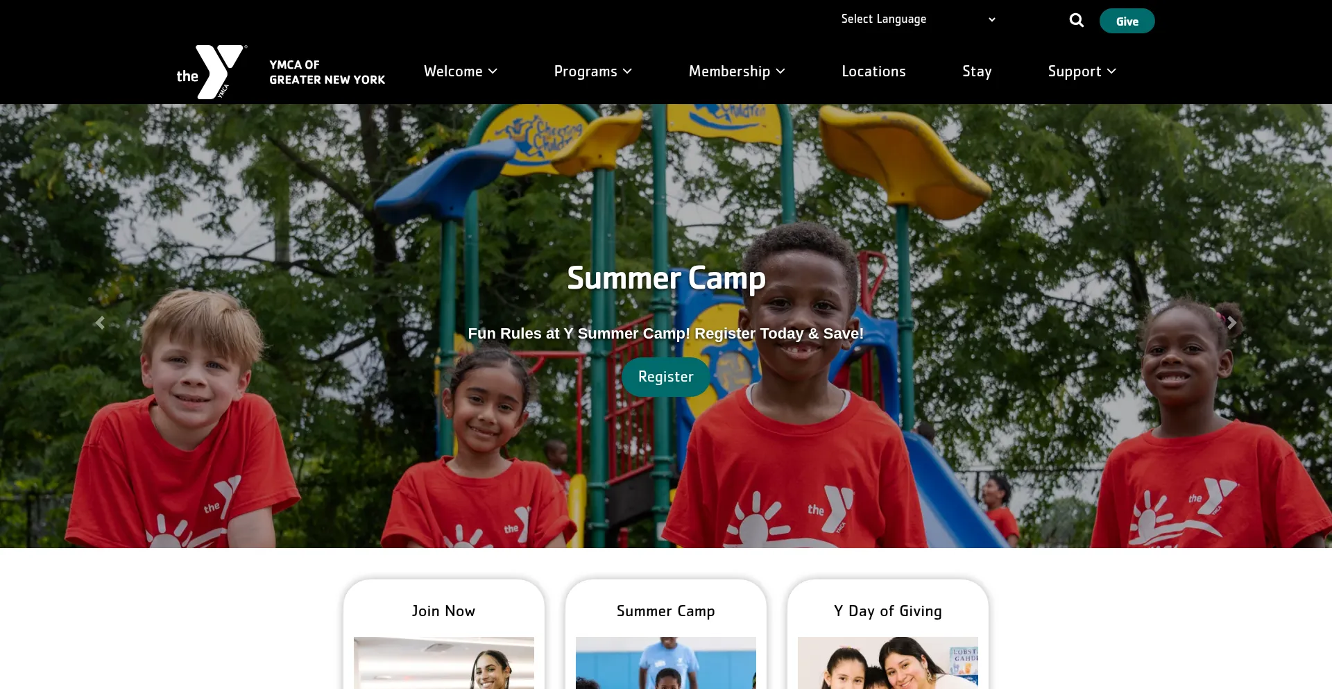 Website screenshot of Ymcanyc.org