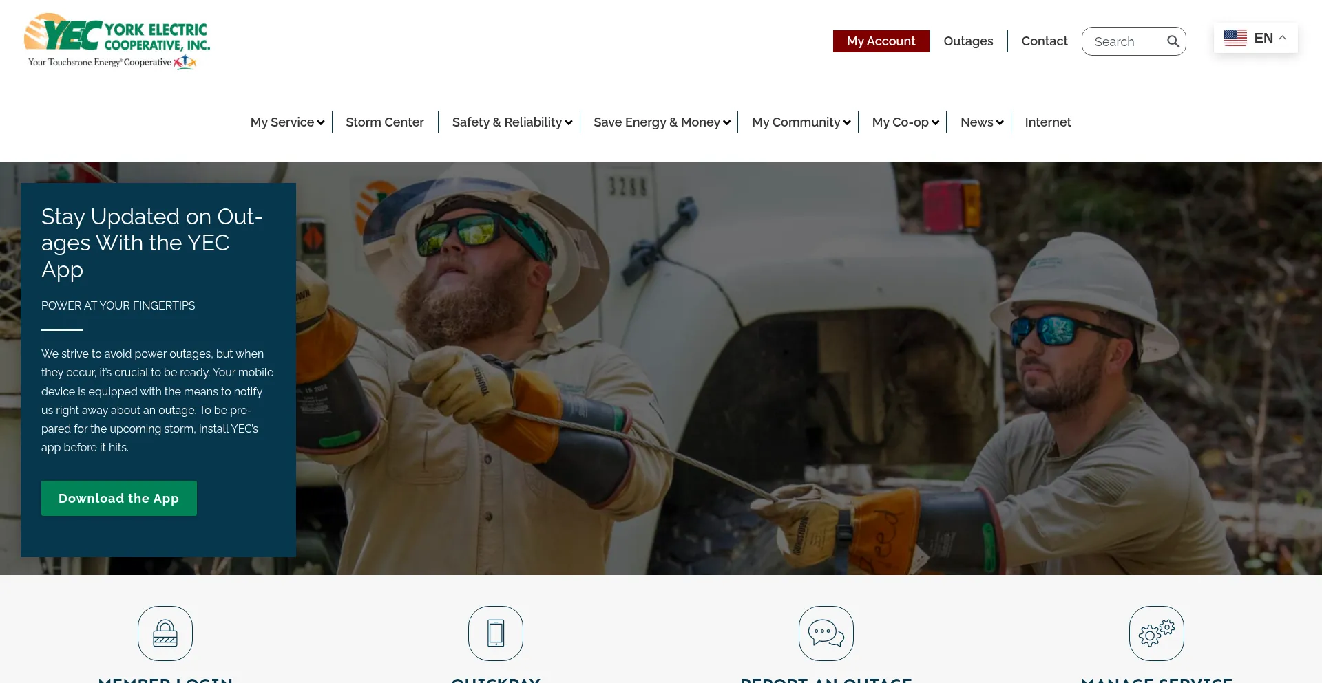 Website screenshot of Yorkelectric.net