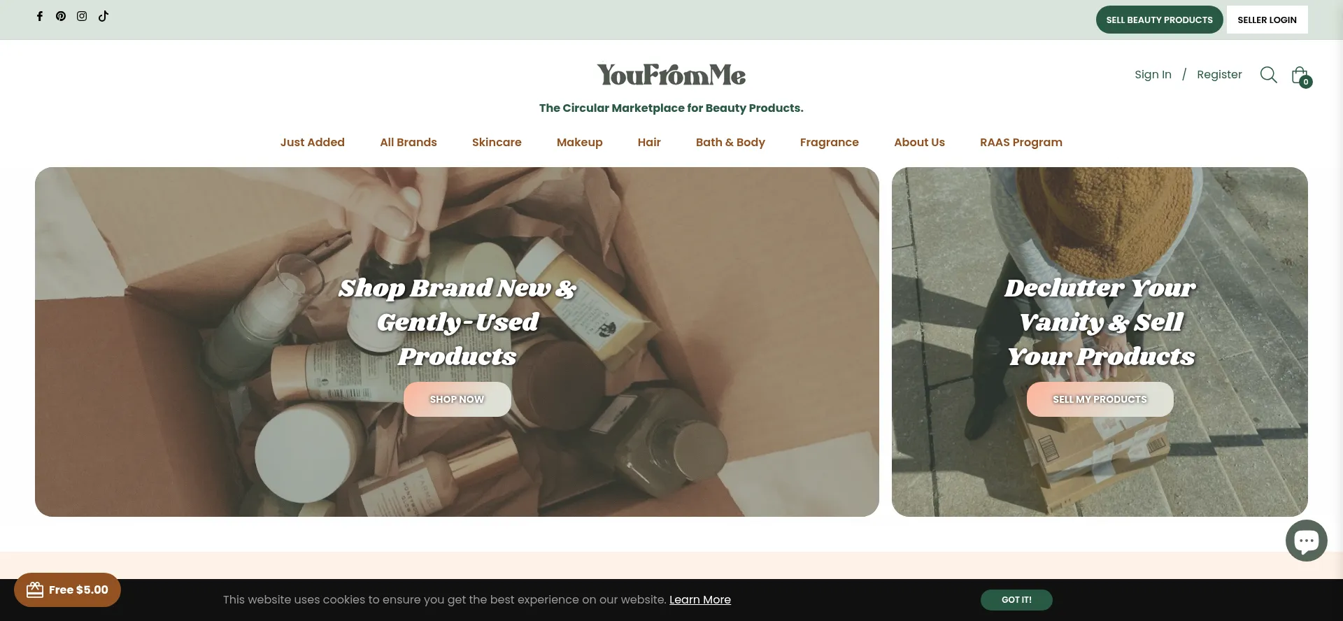 Website screenshot of Youfromme.com
