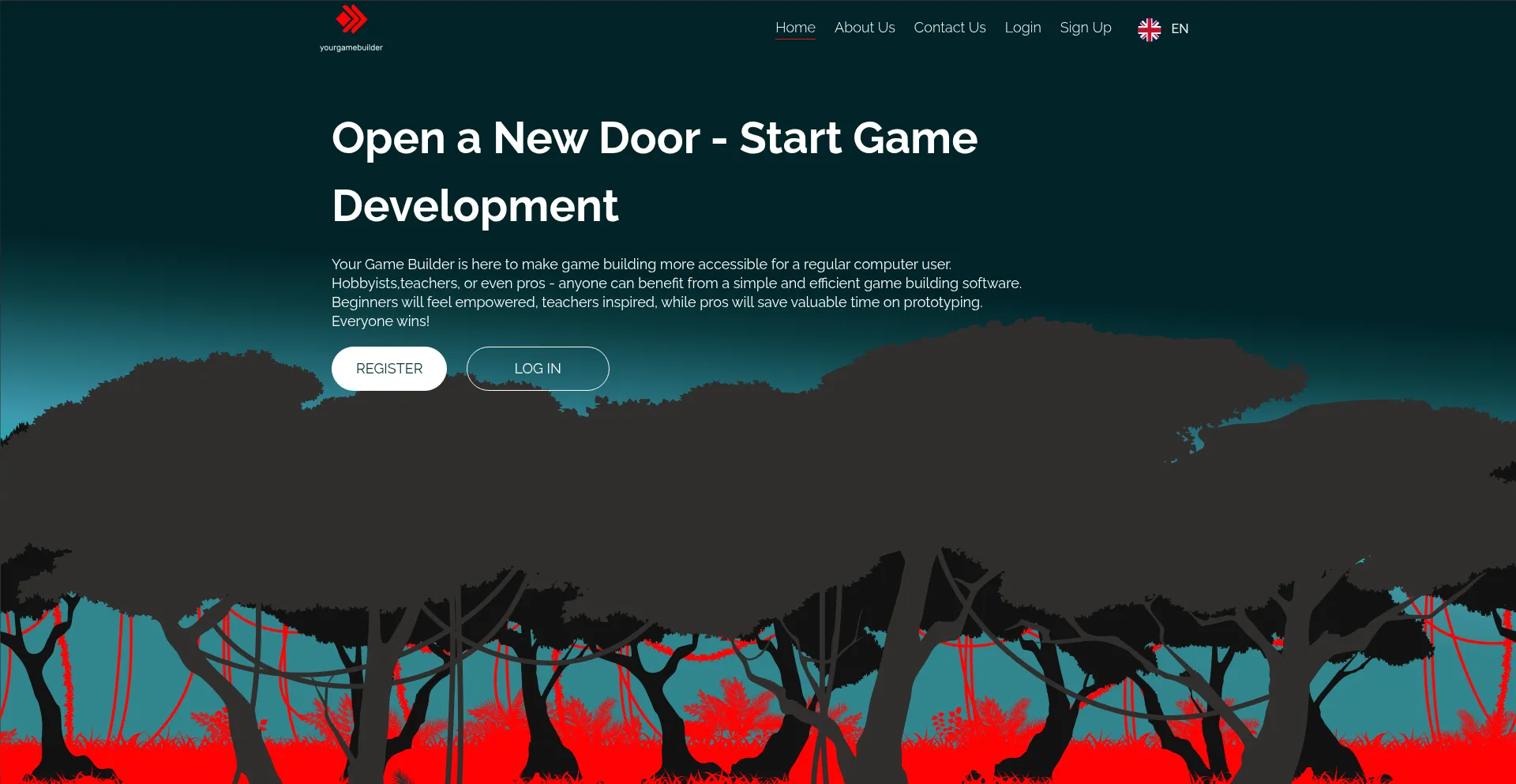 Website screenshot of Yourgamebuilder.com