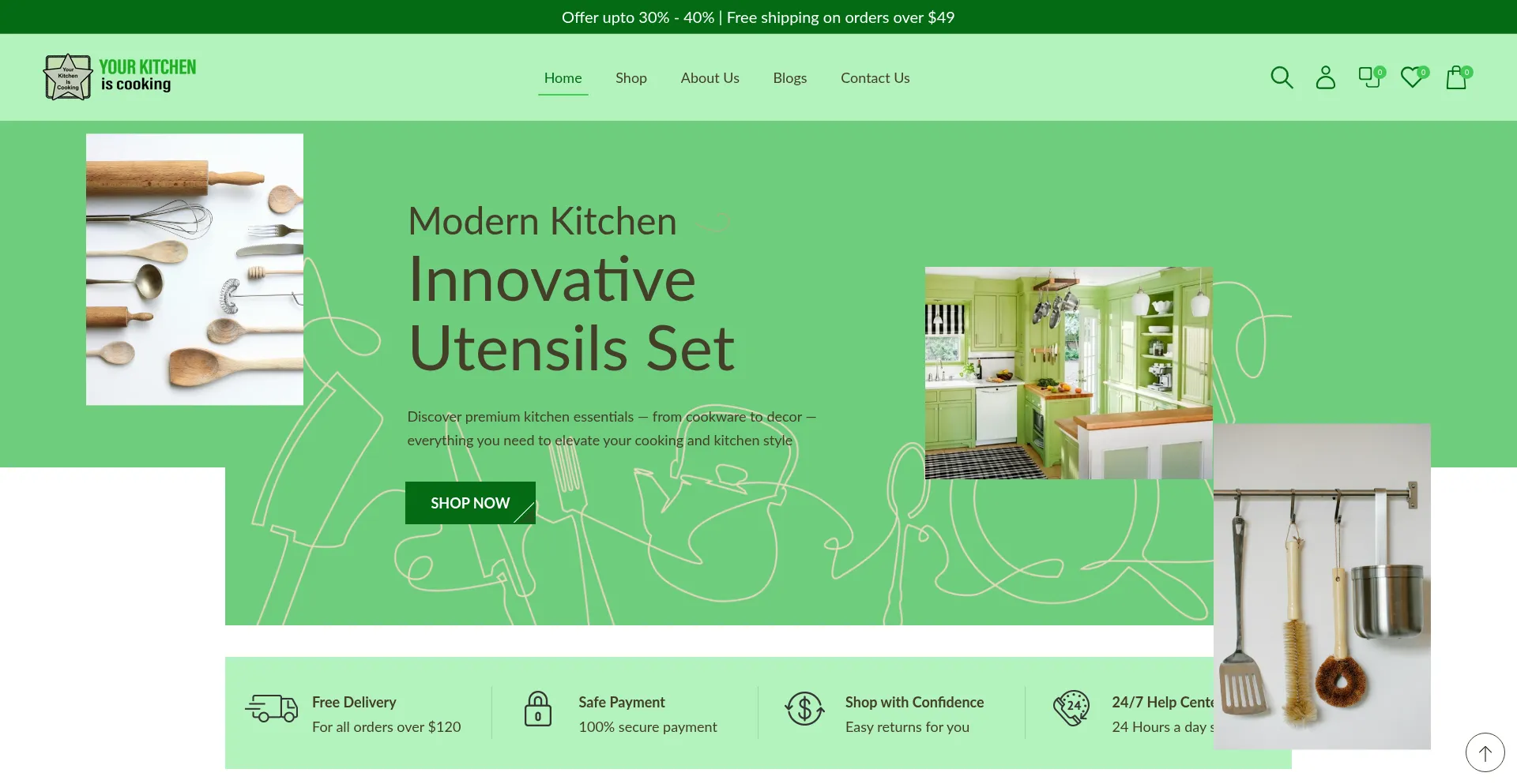 Website screenshot of Yourkitcheniscooking.com