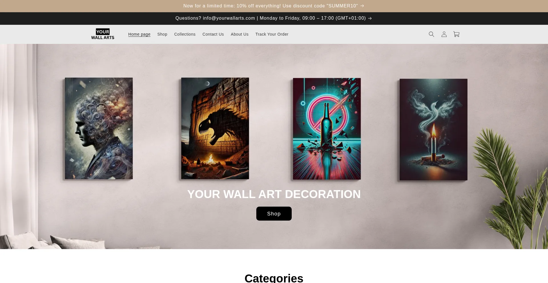 Website screenshot of Yourwallarts.com