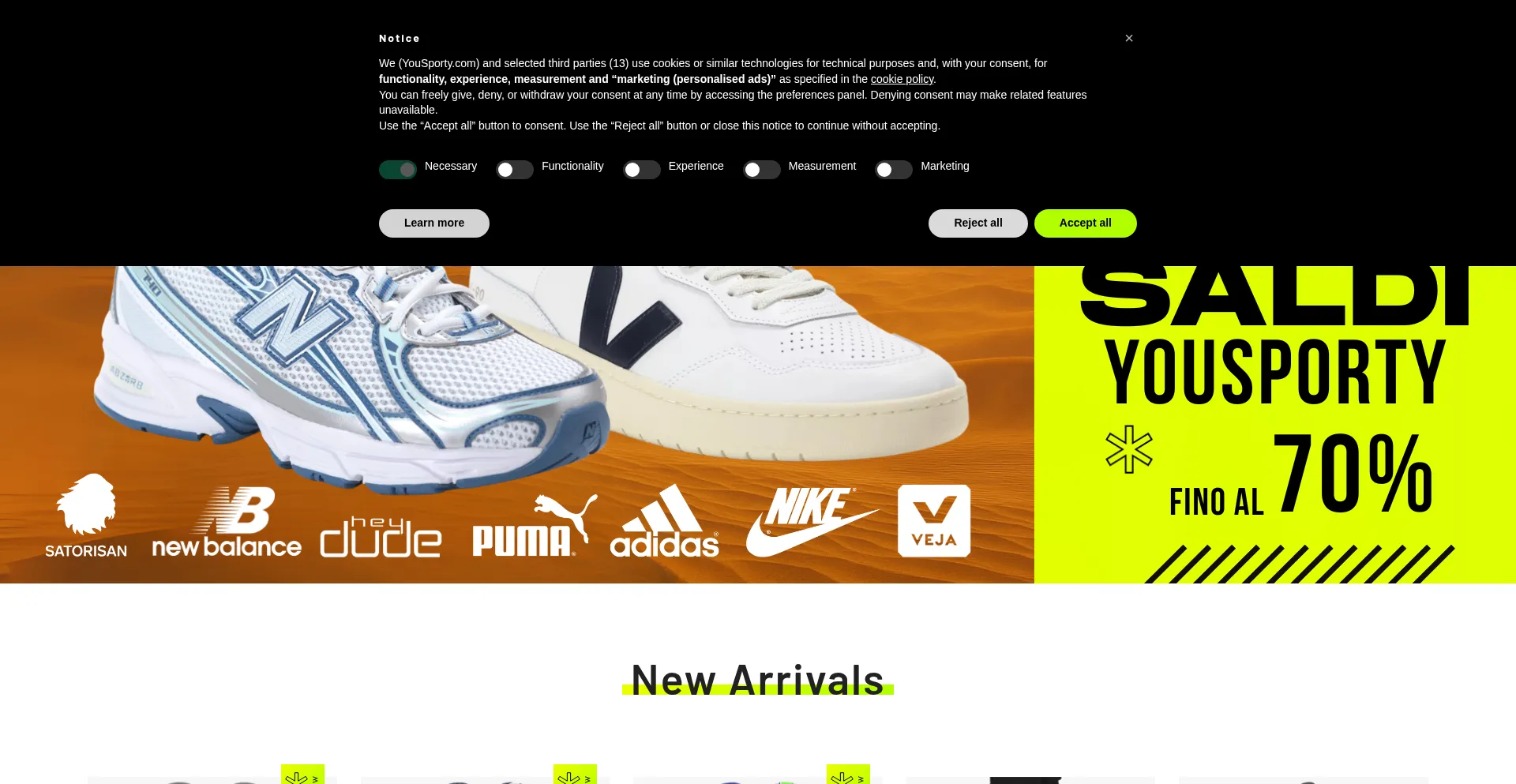Website screenshot of Yousporty.com