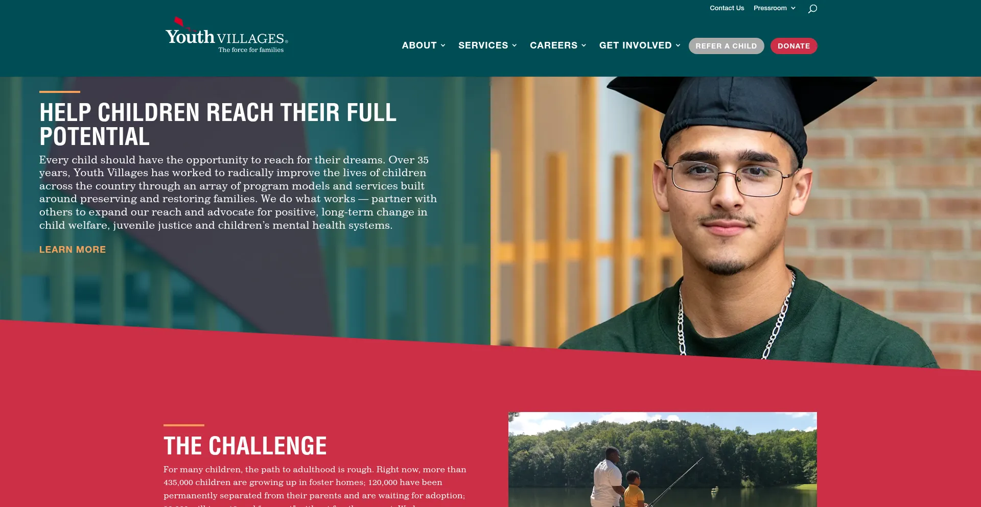 Website screenshot of Youthvillages.org