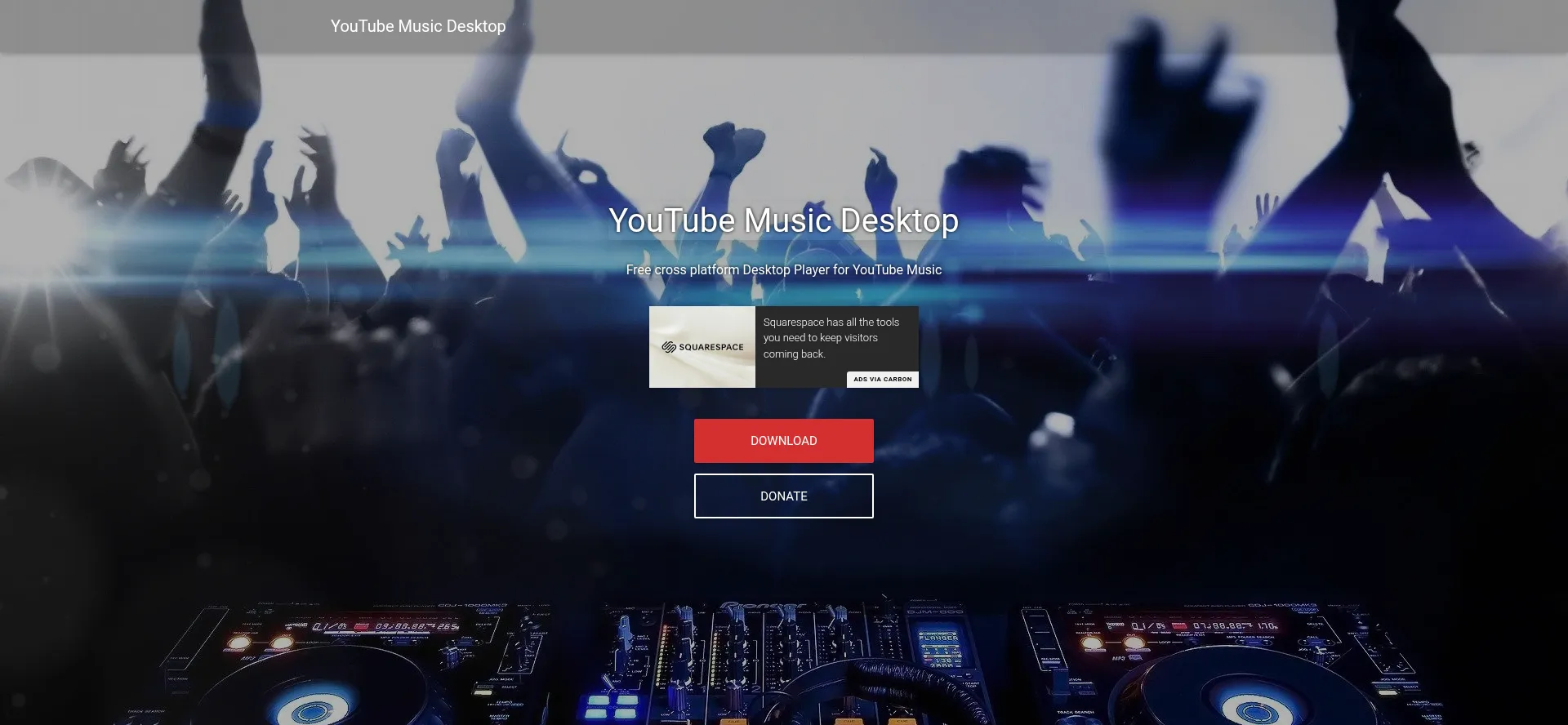 Website screenshot of Ytmdesktop.app