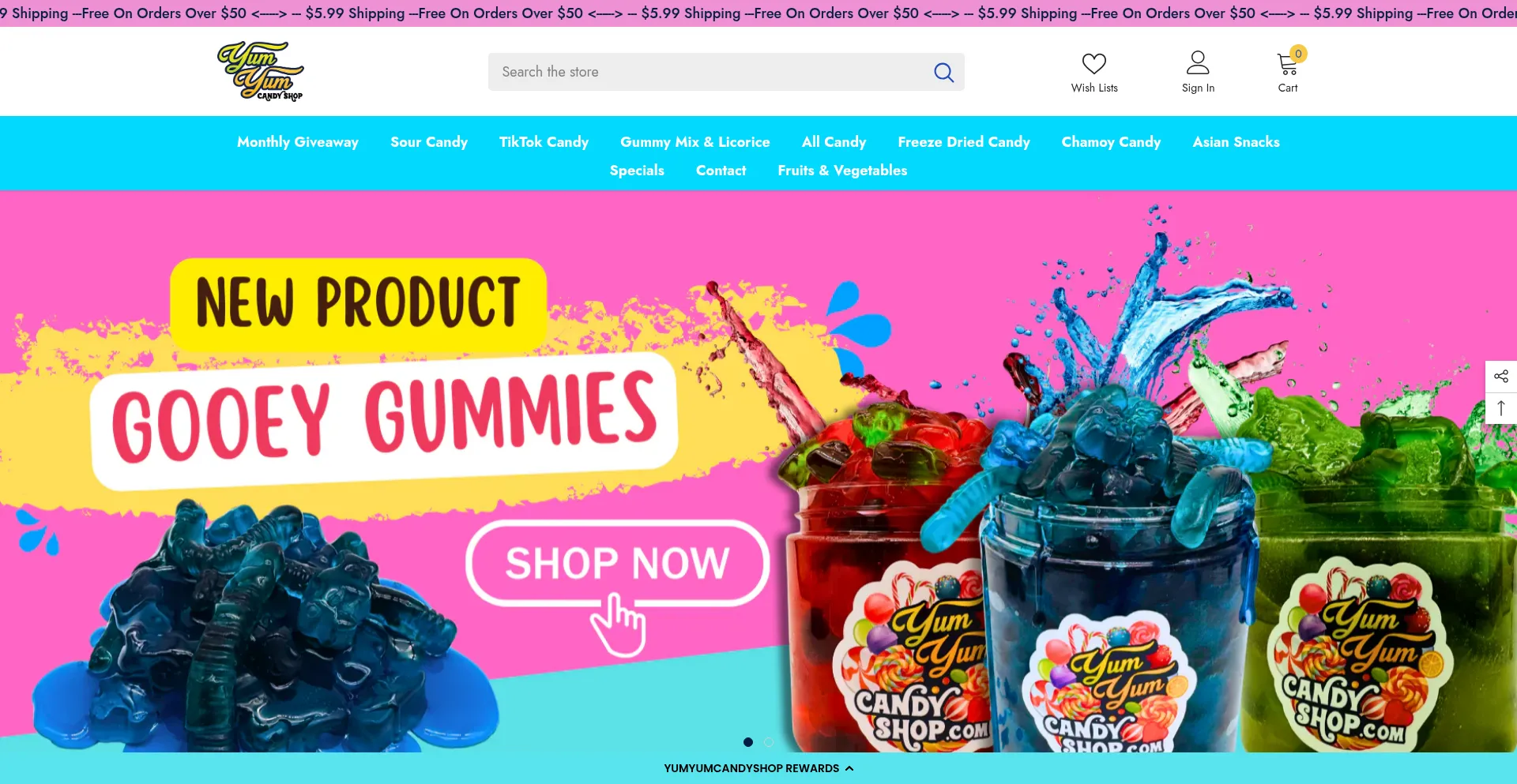 Website screenshot of Yumyumcandyshop.com