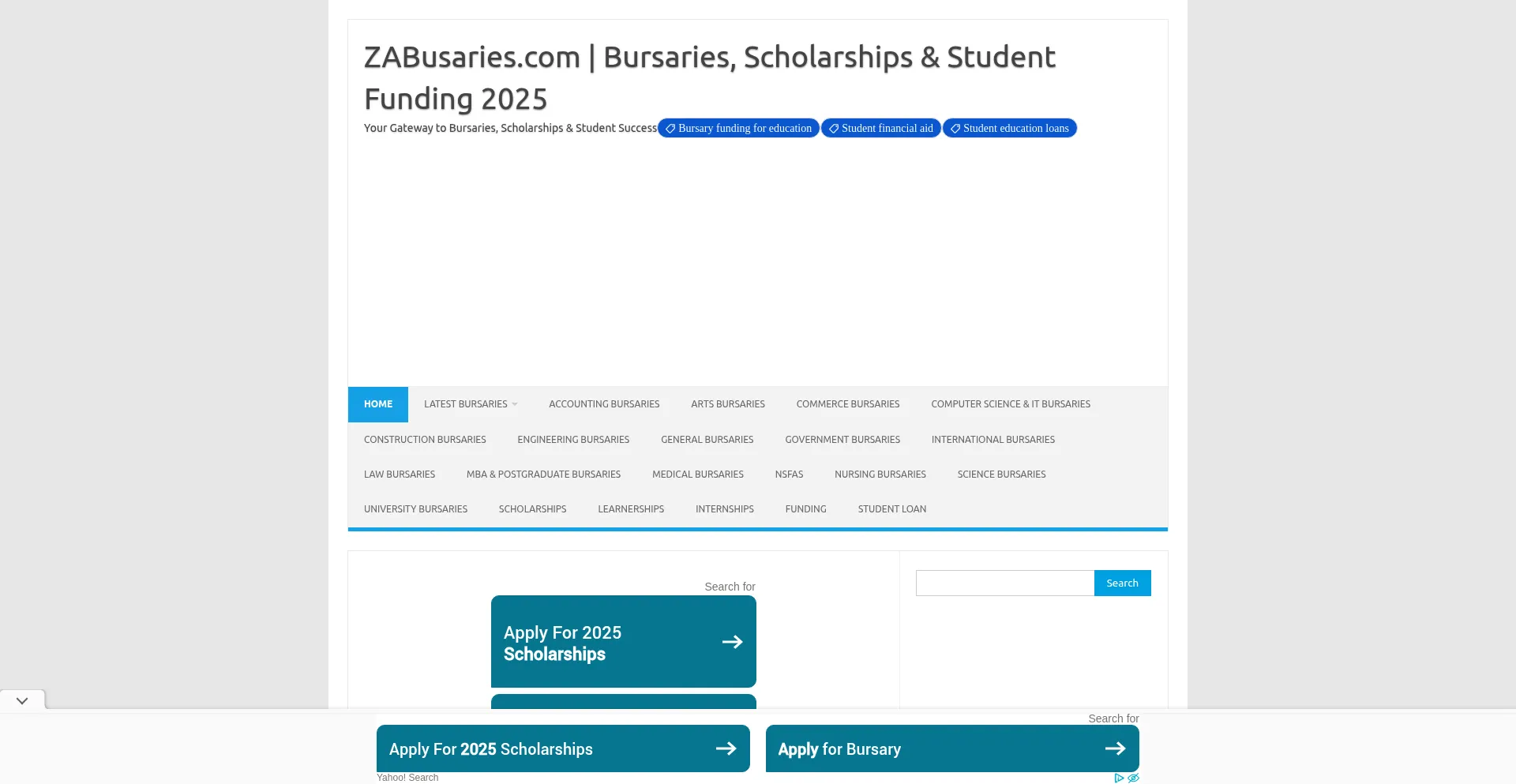 Website screenshot of Zabusaries.com