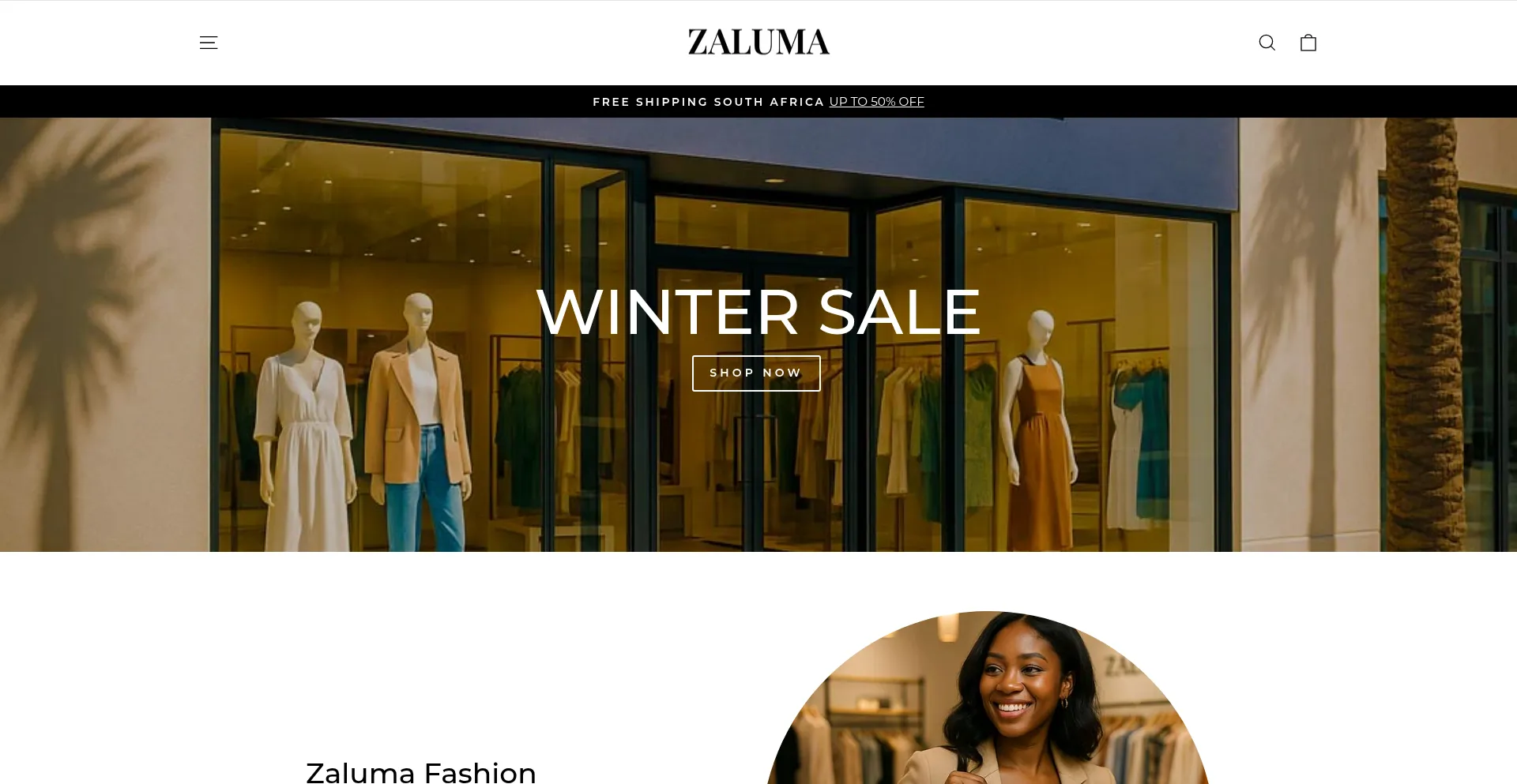 Website screenshot of Zaluma.co.za