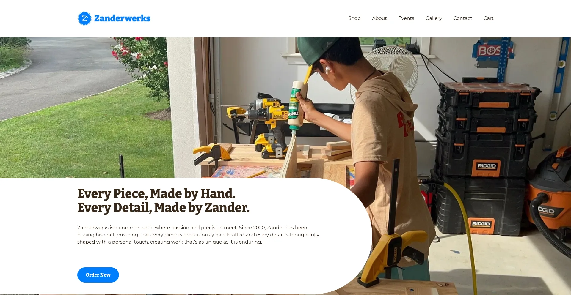 Website screenshot of Zanderwerks.com