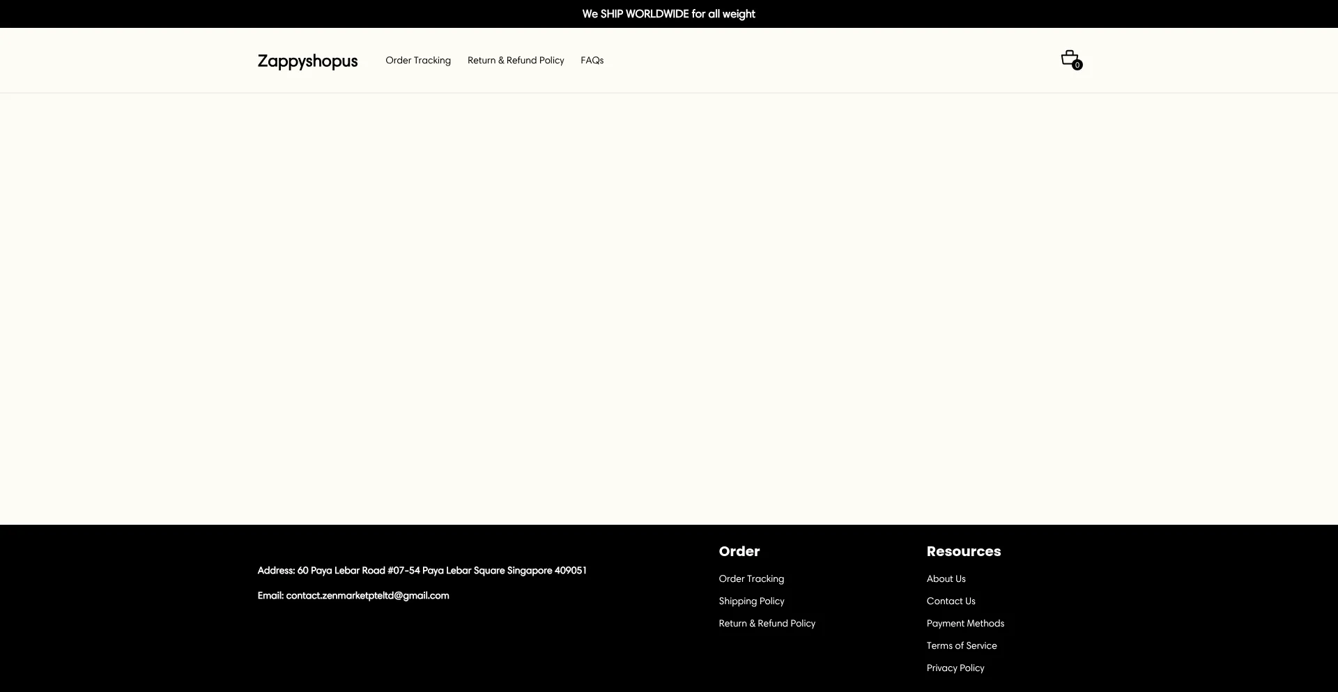 Website screenshot of Zappyshopus.com