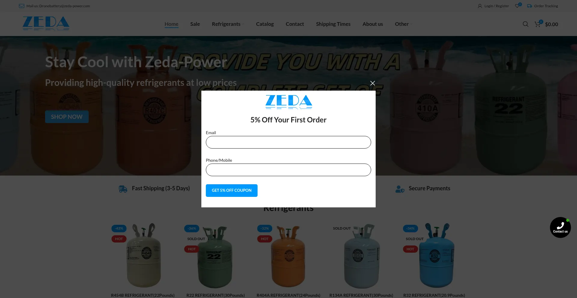 Website screenshot of Zedapower.com