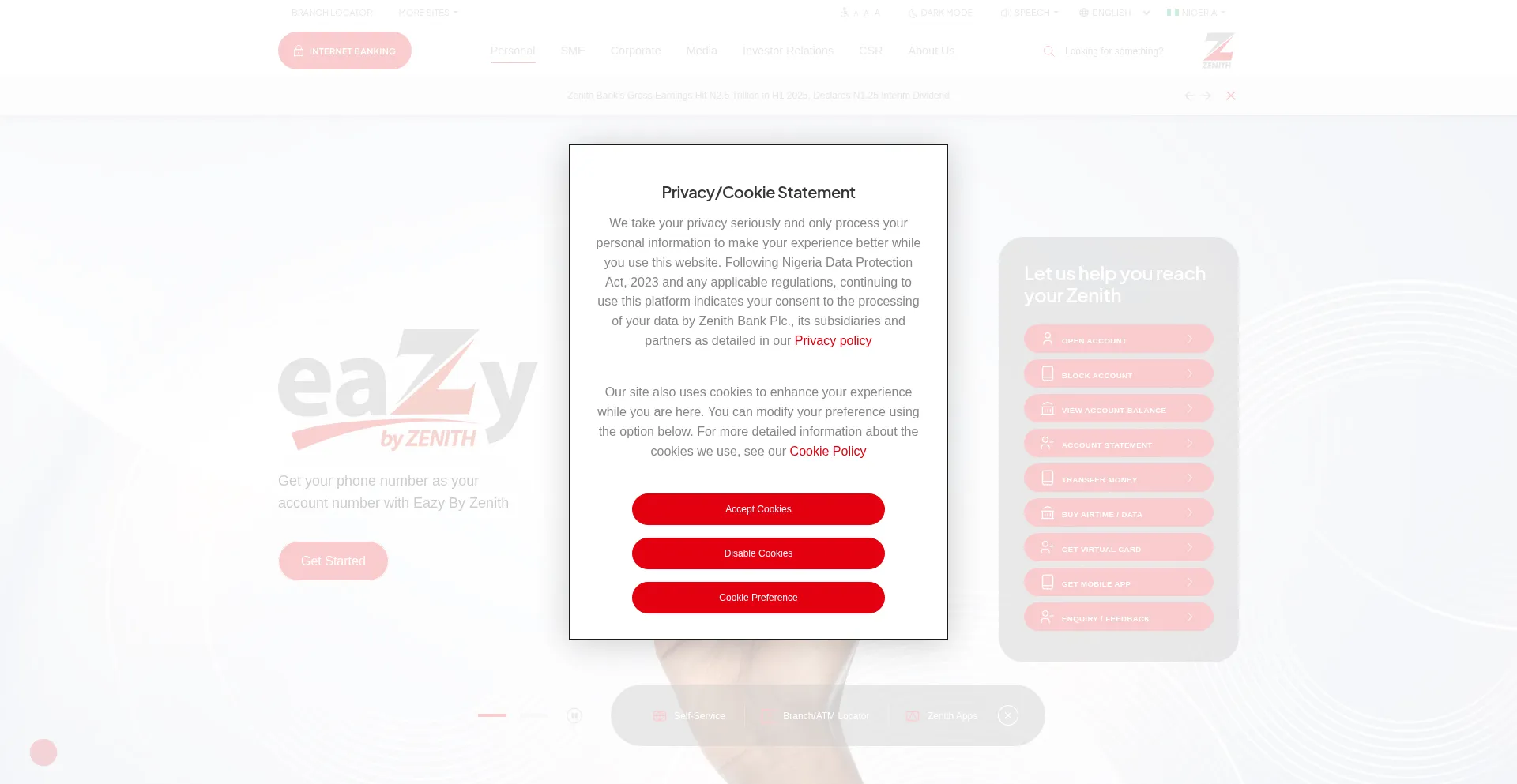 Zenithbank.com Screenshot
