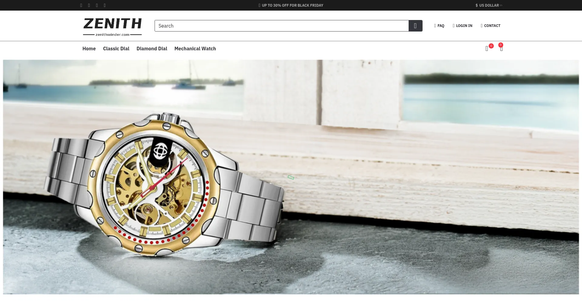 Website screenshot of Zenithwinder.com