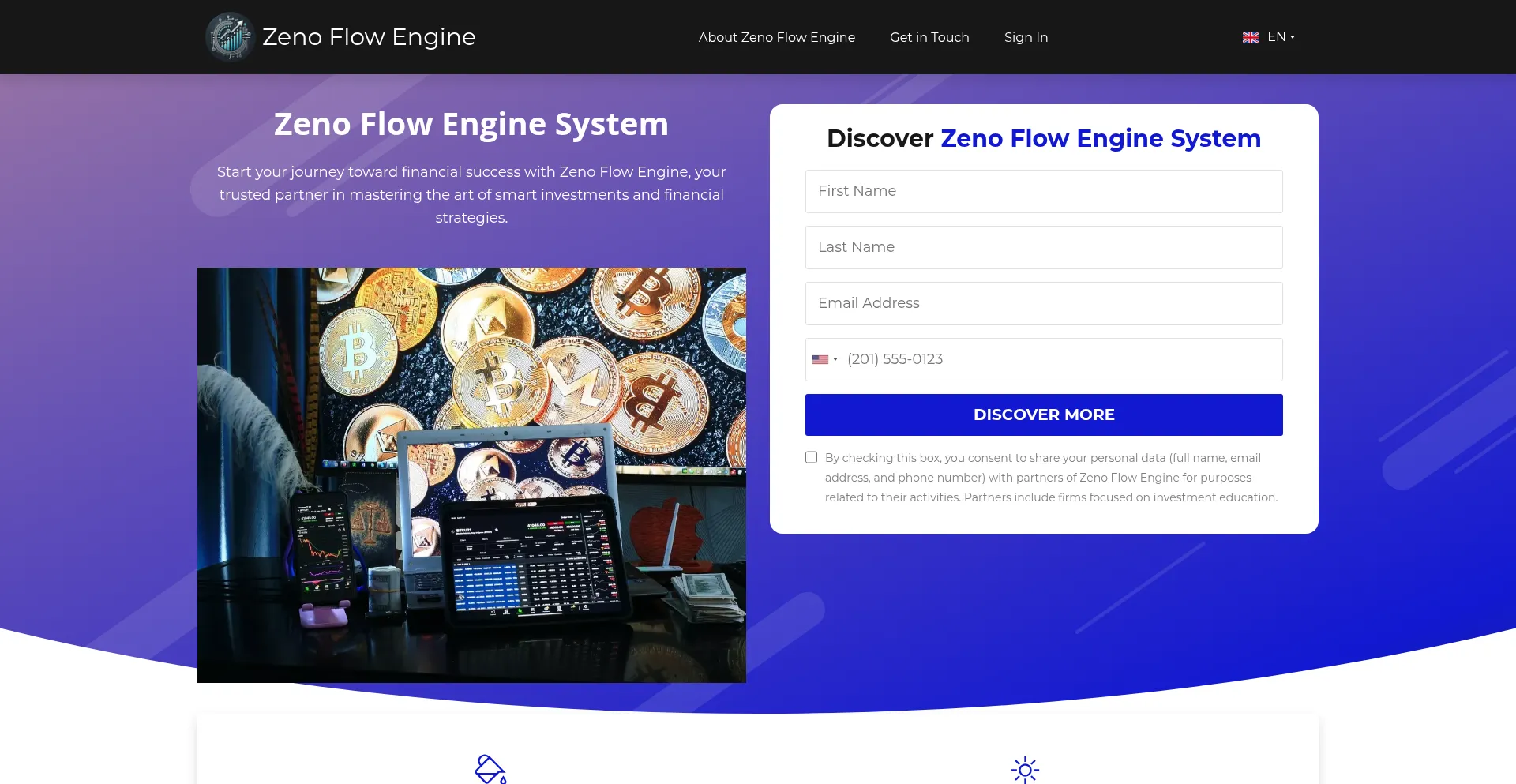 Website screenshot of Zenoflowengine.com