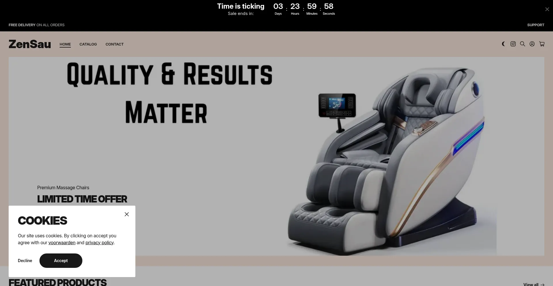 Website screenshot of Zensau.com