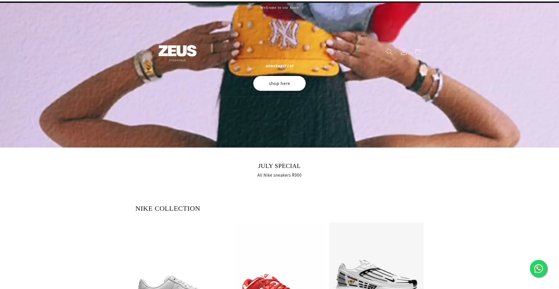 Website screenshot of Zeusessentials.store