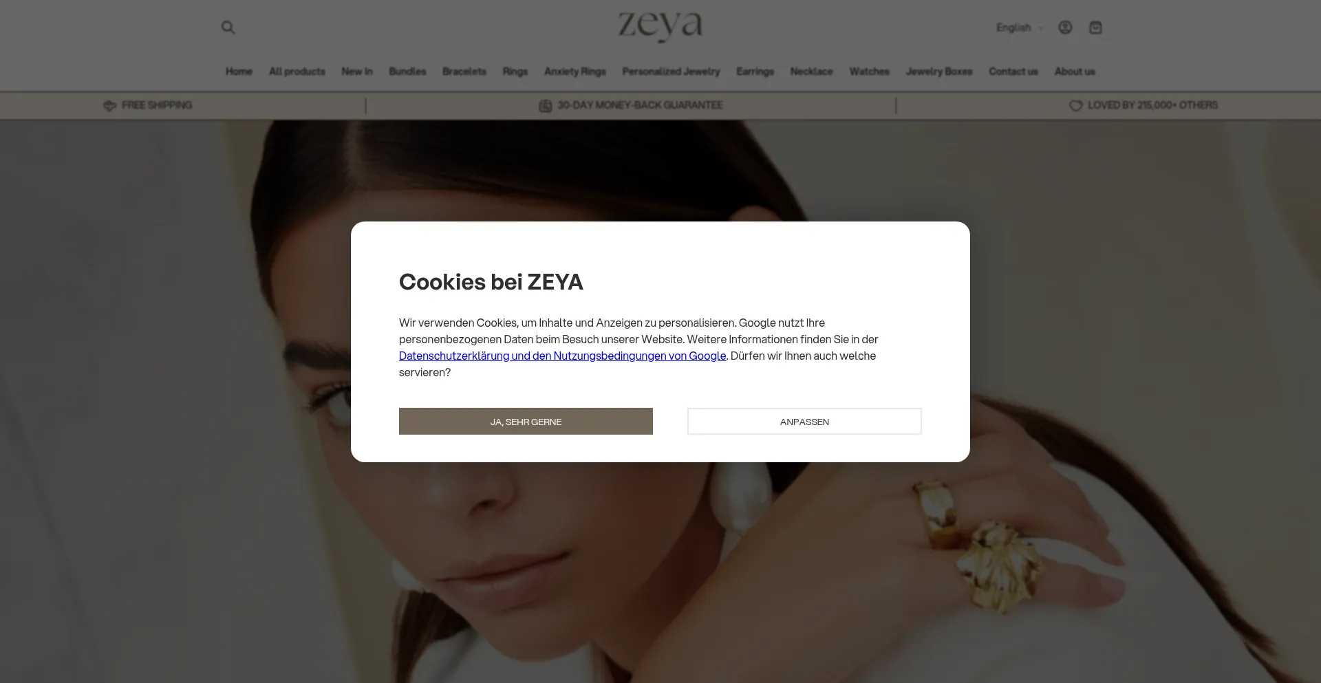 Website screenshot of Zeya-jewelry.com