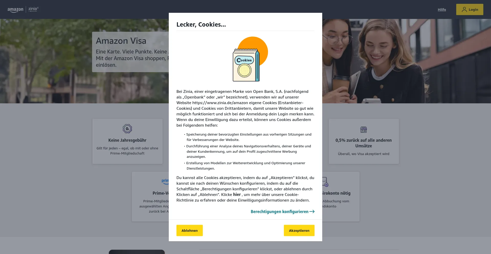 Website screenshot of Zinia.de