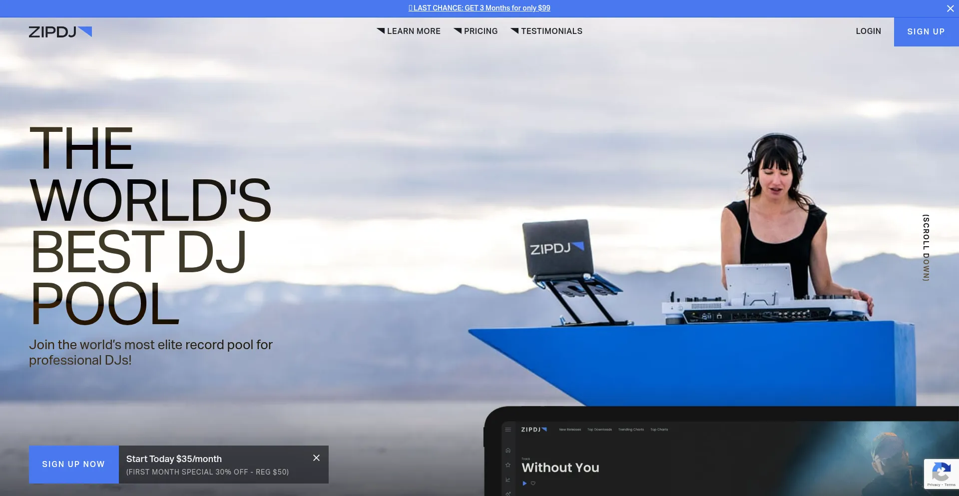 Website screenshot of Zipdj.com