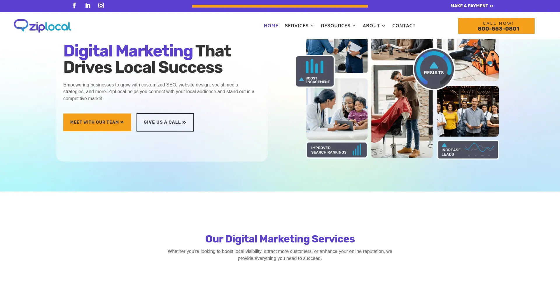 Website screenshot of Ziplocal.com