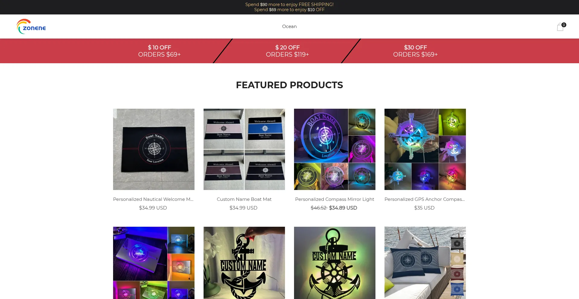 Website screenshot of Zonene.com