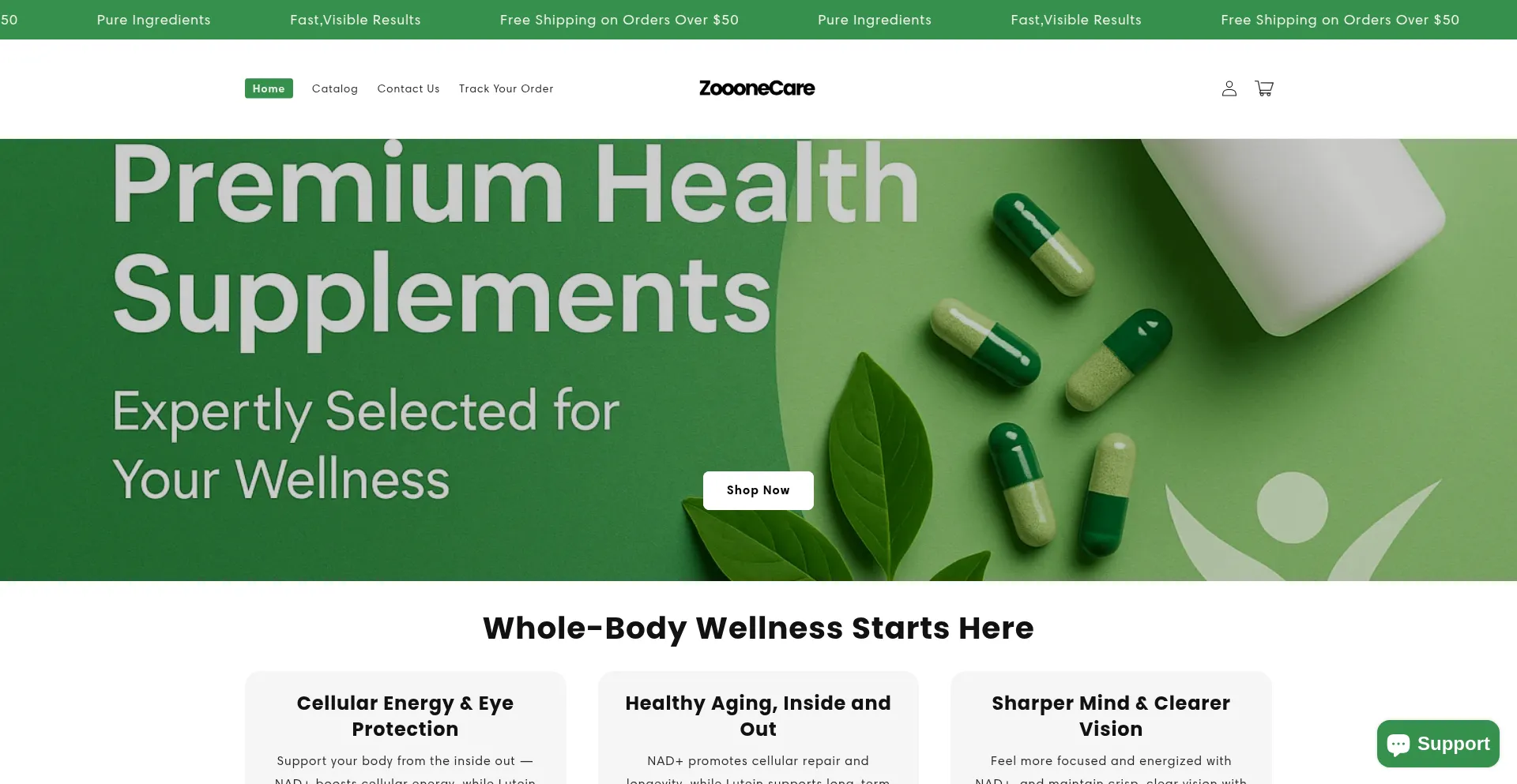 Website screenshot of Zooonecare.com