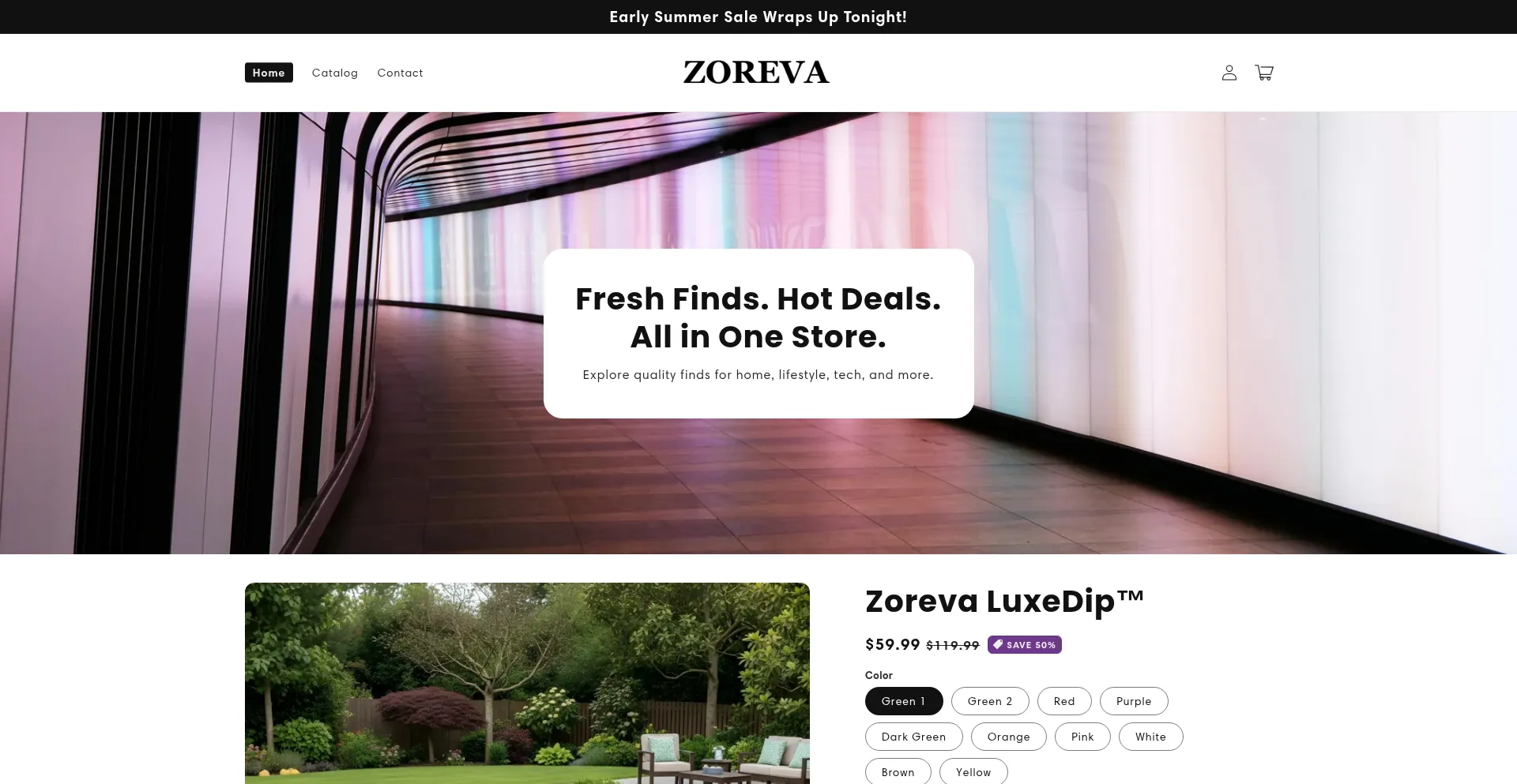 Website screenshot of Zorevashop.us