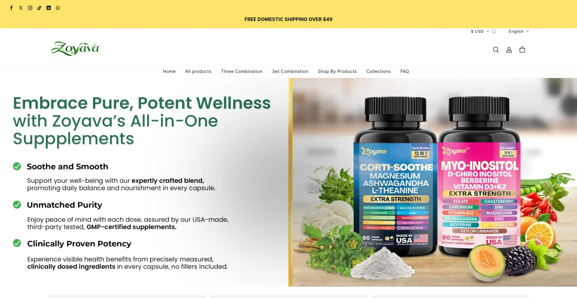 Website screenshot of Zoyavita.com