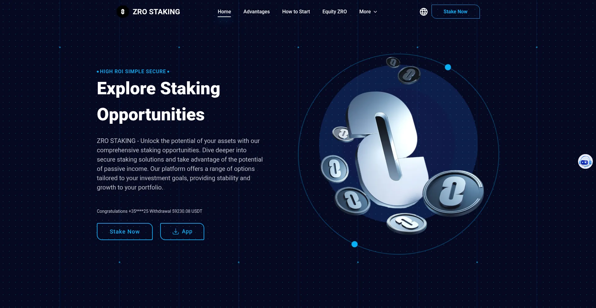Website screenshot of Zrostaking.cc