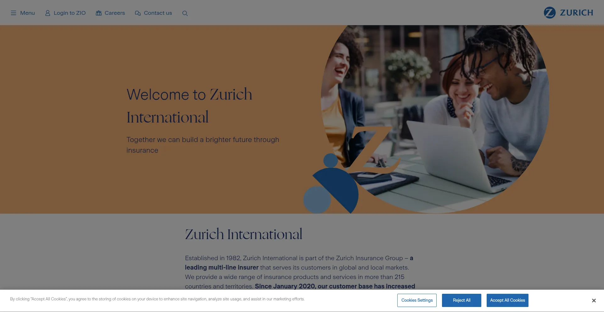 Website screenshot of Zurichinternational.com