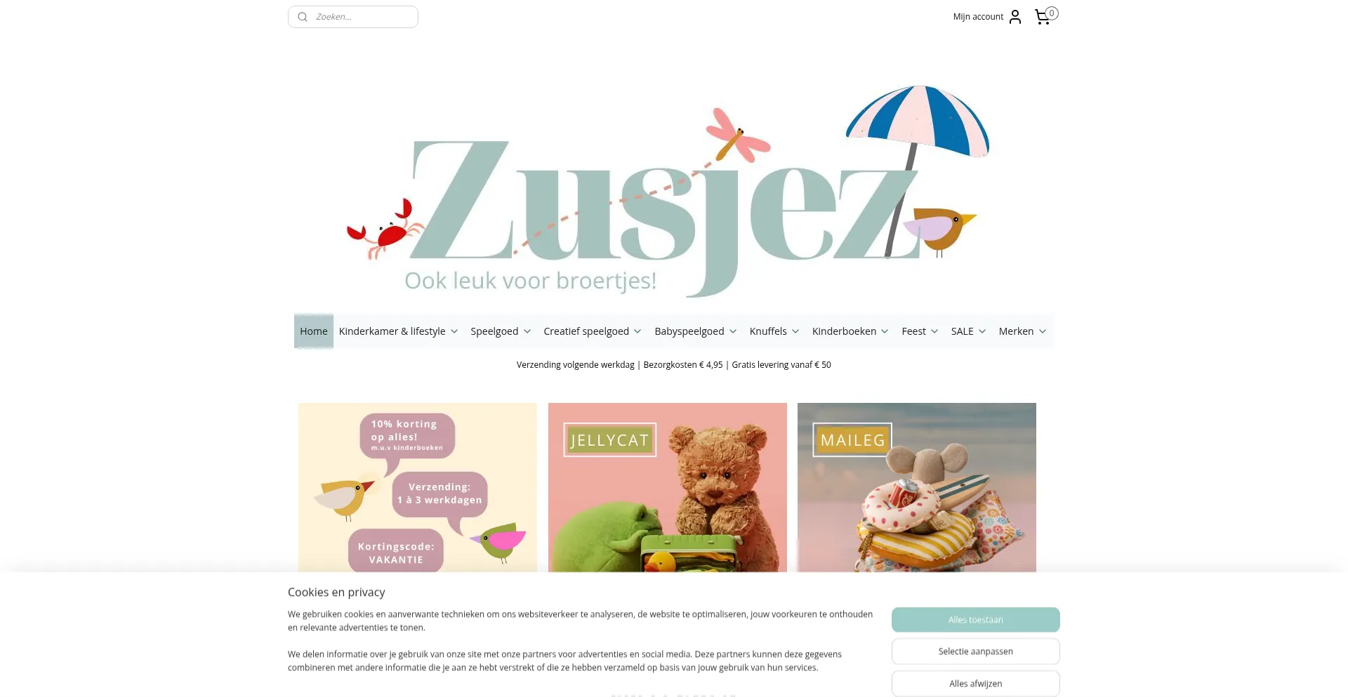 Website screenshot of Zusjez.nl