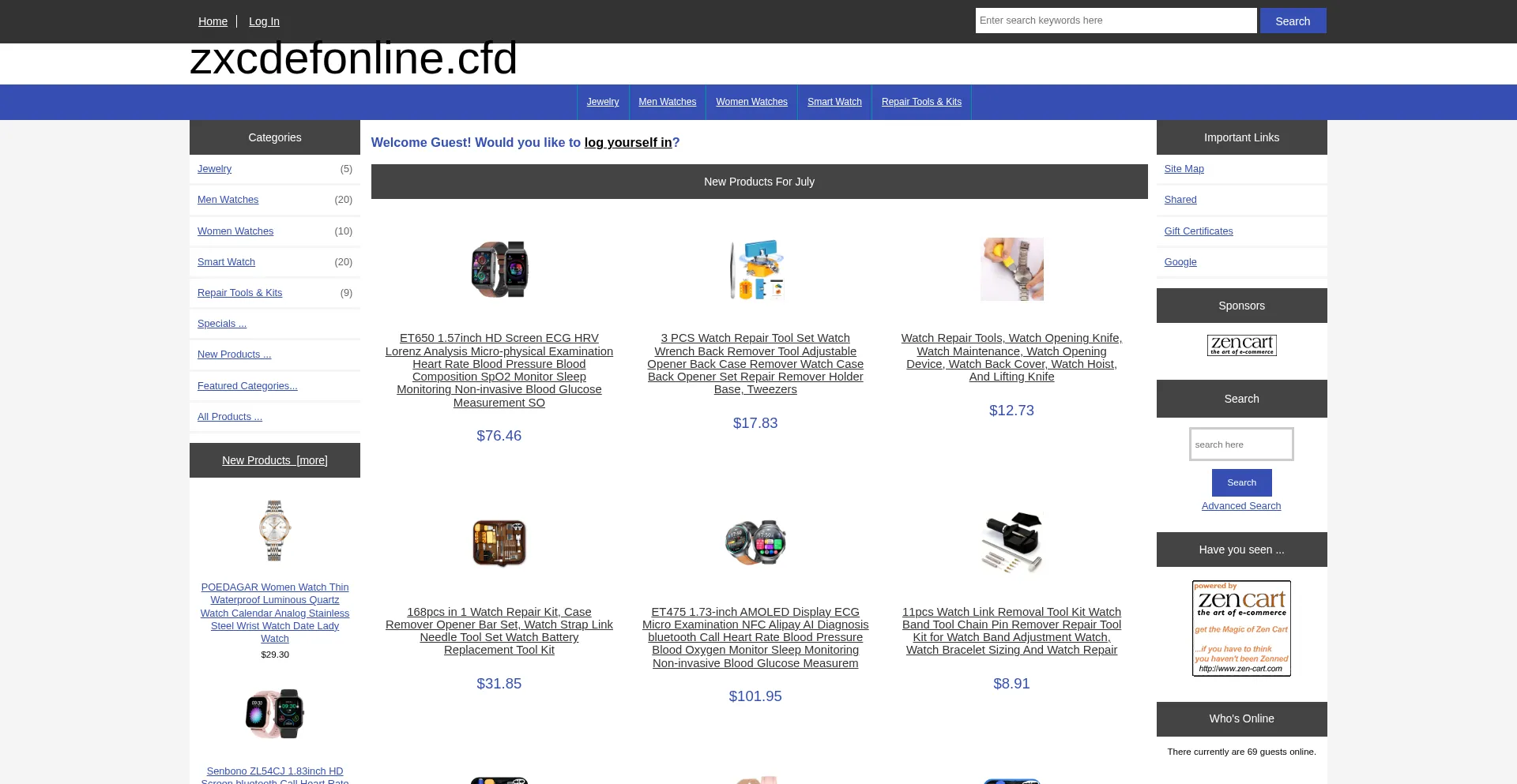 Website screenshot of Zxcdefonline.cfd